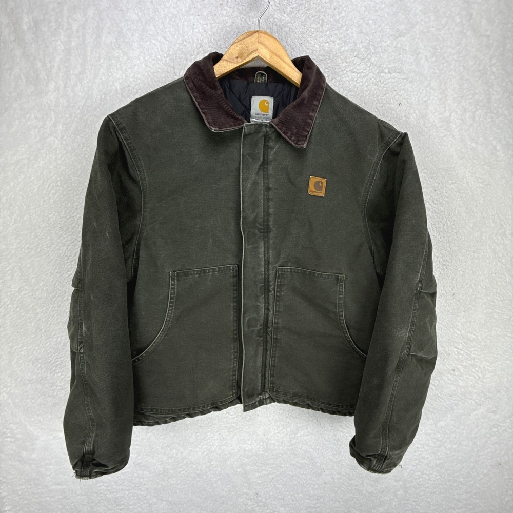 Carhartt Sandstone Jacket Arctic Quilt Lined Mens Large J22 MOS Moss Green